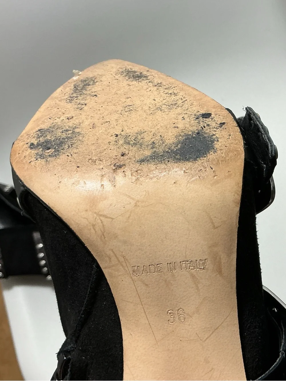 Italian Shoemakers Black Studded Pointed-Toe Buckle Ankle Boots